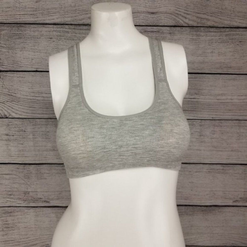 NEW! Make + Model by Nordstrom Thermal Ribbed Sport Racerback Bras in Gray